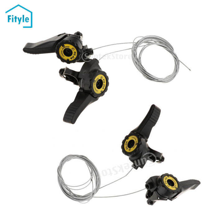 Fityle 2 Pairs of Preumium & Universal Mountain Bike Thumb Shifter Set with Brake Shift Cable