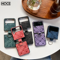 HOCE เคสโทรศัพท์หนังหมีน่ารักสำหรับ Samsung Z Flip 3 Flip 4 5G พร้อมห่วงยึดสำหรับ ZFlip3 ZFlip4กันกระแทกเคสป้องกัน Zflip3 Zflip4