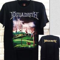 เสื้อวงดนตรี Megadeth ร็อคผู้ชาย,เสื้อสีดำเสื้อลำลองแขนสั้น