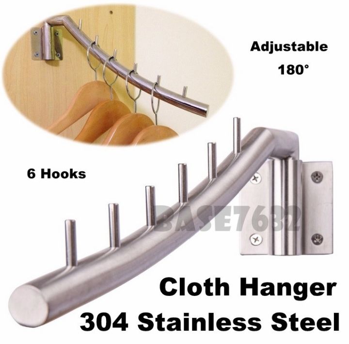 Cloth Hanger 6 Hook - Stainless Steel