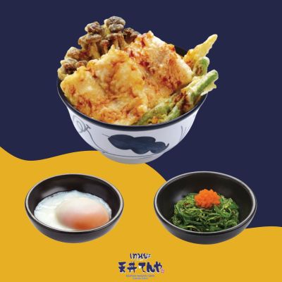 [E-Voucher] Tenya - Snapper Tendon + Soft-boiled Egg + Ebiko Seaweed Salad / เทนยะ - ข้าวหน้าปลากระพงเทมปุระ + ไข่ออนเซ็น + ยำสาหร่ายญี่ปุ่นไข่กุ้ง