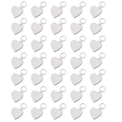 35PCS Heart Blank Board Keyring Keychain Printing Keyrings DIY Sublimation Key Chains Accessories(Double Sided)