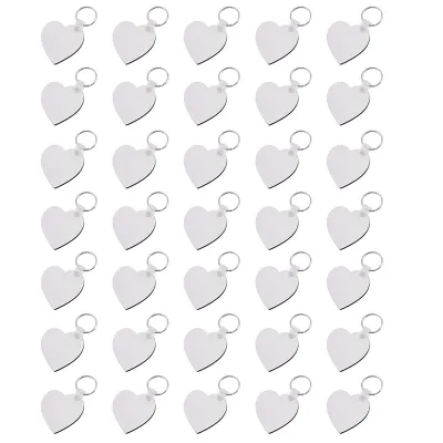 35PCS Heart Blank Board Keyring Keychain Printing Keyrings DIY Sublimation Key Chains Accessories(Double Sided)
