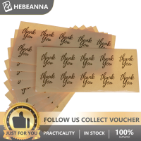 Hebeanna ฟอยล์สีทองขอบคุณฉลากของขวัญป้ายสติกเกอร์โปร่งใส DIY 100ชิ้น