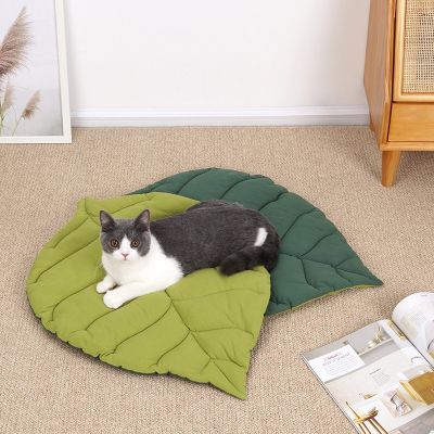 （A SHACK） Leaf Pet Mat Soft Cotton Ginkgo Shaped Floor Rug Cat DogBlanket Home PetsSidedPad ForAutumn Winter