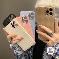 ○ เคสโทรศัพท์มือถือหนัง ขอบตรง ป้องกันกล้อง ลายนูน ประดับเพชร สําหรับ iPhone 14 13 12 11 Pro Max Mini XS XR X 8 7 6 6S Plus SE 2020