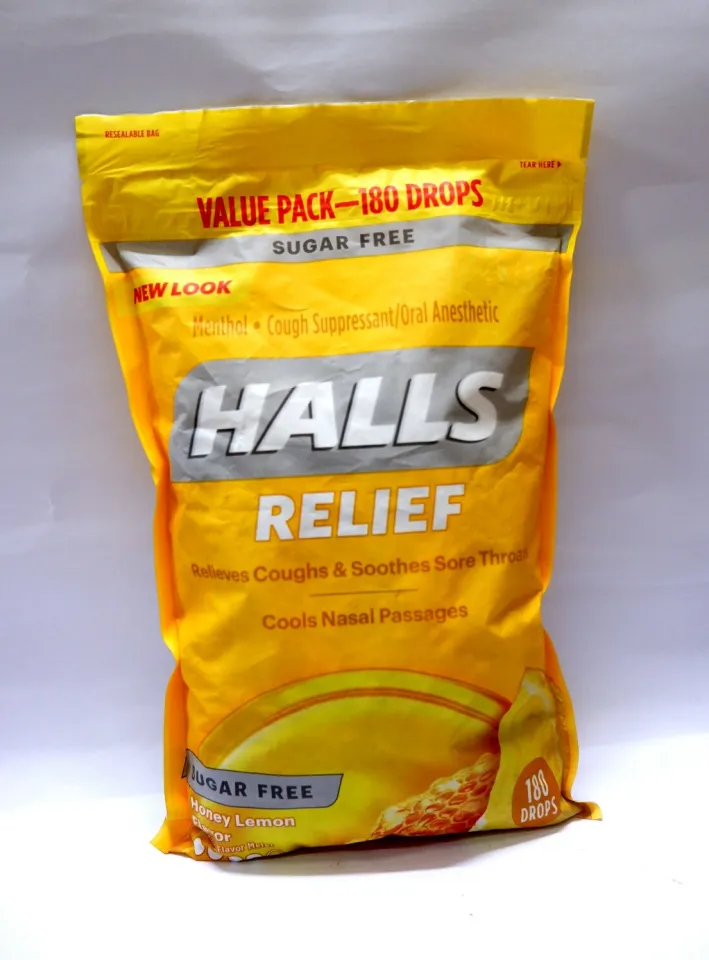 HALLS Relief Honey Lemon Sugar Free Cough Drops, Value Pack, 180 Drops