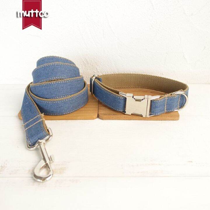 factory-direct-pets-mart-mall-muttco-retailing-self-design-dog-collar-the-jean-handmade-mazarine-and-brown-5-sizes-dog-collars-and-leashes-udc035