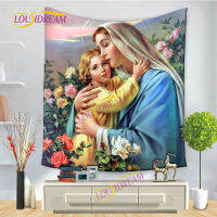 3D พิมพ์ Blessed Virgin Mary Tapestry Wall Christ แขวน rene Tapestry Summer Beach ผ้าขนหนู Shawl Tapestry