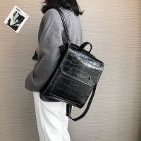 Vintage Pu Leather Women Backpack Style Backpacks Fashion School Bag for College Girl Stone Shoulder Bag