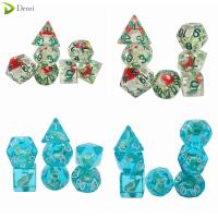 DEMI 7Pcs/set เห็ดหอยสังข์ ลูกเต๋า DND 7-Die Table Game D4 D6 D8 D10 D12 D20 ลูกเต๋าหลายด้าน หลายเหลี่ยมเพชรพลอย อะคริลิค ลูกเต๋าเกม TRPG DND