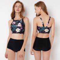 9036 Bikinis Top+Bottom Set Blossom High Waist Swimsuit Beach