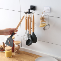 360 Degrees Rotated Kitchen Hooks Self Adhesive 6 Hooks Home Wall Door Hook Handbag Clothes Ties Bag Hanger Hanging Rack