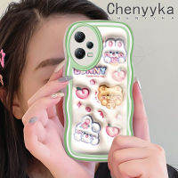 เคส Chenyyka สำหรับ Xiaomi X5 Poco 5G Redmi Note 12 5G Note 12 Pro 5G Redmi เคส12C การ์ตูน3D น่ารักลายกระต่ายสีครีมขอบคลื่นเคสโทรศัพท์แบบใสสีสันสดใสป้องกันเลนส์กล้องเคสโปร่งใสเคสซิลิโคนกันกระแทกนิ่ม