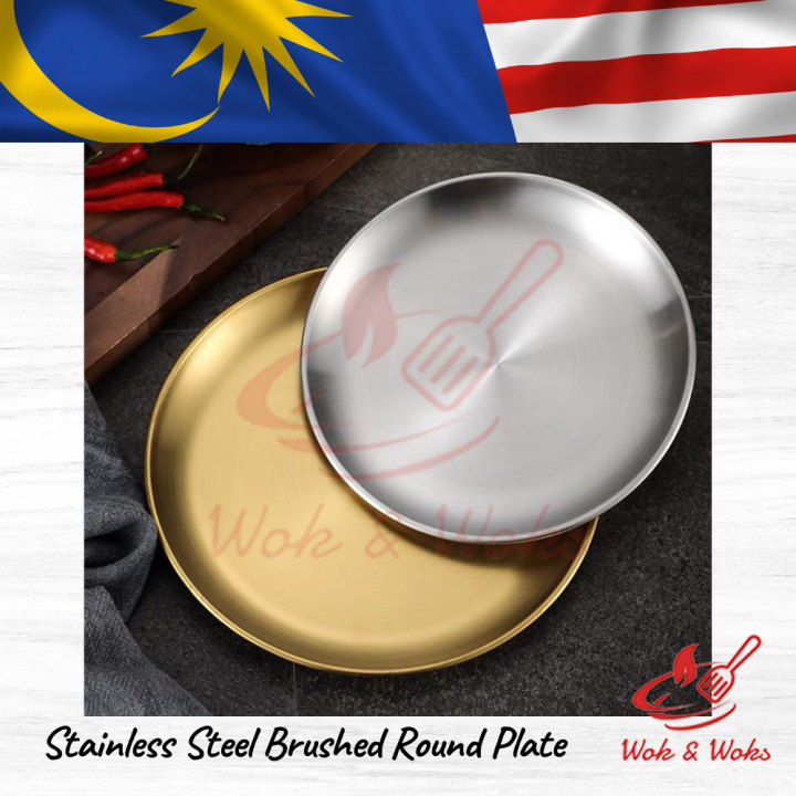 Stainless Steel Brushed Round Plate / PInggan Bulat Lapisan Keluli | Lazada