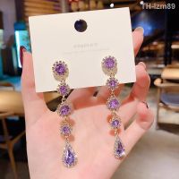 ? เครื่องประดับ S925 silver needle long baroque earrings female zircon color restoring ancient ways drill drop earrings joker temperament stud earrings