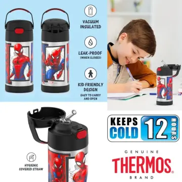 Thermos 12 Ounce Funtainer Spiderman Vacuum Insulated Straw Bottle