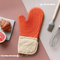 【CW】 1pc Oven Gloves Thickened Silicone Microwave Resistant Mitts Non-Slip Pot Holder Baking Accessories