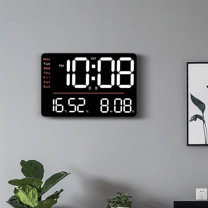 Led Digital Wall Clock Large Screen WallMounted Time Temperature