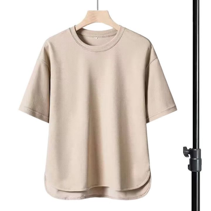 heavyweight-short-sleeved-t-shirt-spring-and-summer-simple-casual-pullover-mens-half-sleeved-t-large-size-tops-solid-round-neck-all-match-men