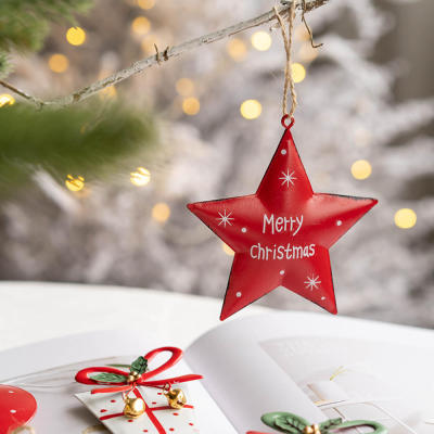 Seasonal Decoration Supplies Bell Pendant Decoration Pentagon Christmas Tree Christmas Tree Pendant Iron Art Decorative Pendant