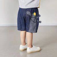 【Ready】? Childrens wear boys denim shorts middle and young childrens summer new embroidery loose casual pants five-point pants 1 to 3 years old