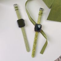 ₪♂ 49mmUltra Wrist Loop for Apple Watch Band 38/42/40mm SE8 7 6 5 Avocado Green Leather Strap for iwatch 44/45/41mm 4 3 2 1 Correa