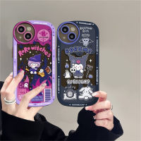 เคสโทรศัพท์ฝนสำหรับ VIVO Y02 V25 Y22 Y35 Y16 Y33S Y21T Y21S Y33S Y11 Y12 Y15 Y17 Y12S Y12A Y15S Y15A Y20S Y20i Y19 Y91C Y51 S1การ์ตูนแม่มดฮาโลวีนและ Kuromi ล้างซิลิโคนนุ่ม