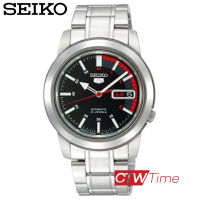 Seiko  Automatic  นาฬิกาผู้ชายสายสแตนเลส รุ่น SNKK31K1 (สีเงิน / หน้าปัดดำแดง)