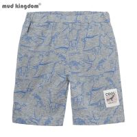 Mudkingdom Big Boys Shorts Summer Cartoon Dinosaur Printing Elastic Waist Cotton Short Pants for Kids Clothes Beach Holiday Wear