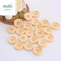 ETHTY มะพร้าว พอดี ใหม่ ลวดลาย เย็บผ้า กลม DIY 18mm หัตถกรรม ทำด้วยไม้ สมุดภาพ ปุ่ม 4 หลุม