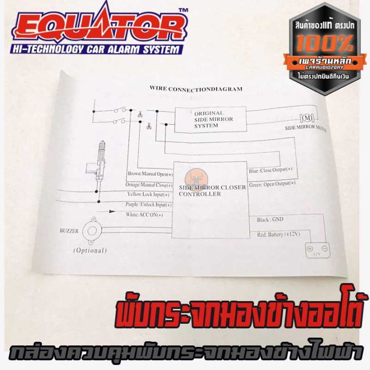 พับกระจกมองข้างออโต้-กล่องควบคุมพับกระจกมองข้างไฟฟ้า-แบรนคุณภาพ-equator-ทำงานอัตโนมัติเมื่อกดรีโมทย์ล็อกประตูรถยนต์