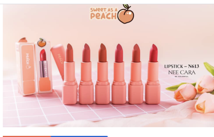 nee-cara-sweet-as-a-peach-lip-stick-n613-สีโทนแดงส้ม-ของแท้-พร้อมส่ง