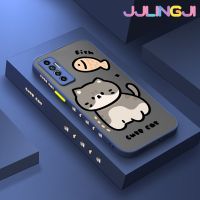 Jlingji เคสสำหรับ Tecno Camon 17P Spark 8 Pro Spark 8 P เคสการ์ตูนน่ารักแมวบางมีน้ำค้างแข็งโปร่งใสแข็งขอบสี่เหลี่ยมแข็งรูปแบบปลอกซิลิโคนป้องกันคลุมทั้งหมด Softcase