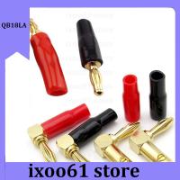 ixoo61 store 2Pcs Gold Plated Copper 4Mm Banana Plug Connector Solder-Free Screw Banana Plugs 4Mm Audio Speaker Adapter Red Black