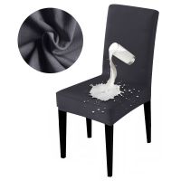 Waterproof Dining Chair Cover Solid Color Chair Slipcovers High Stretch Furniture Protective Cover For Kitchen Home Hotel