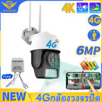 NEW 4G SIM 6MP กล้องวงจรปิดใส่ซิมเน็ต4G เชื่อมต่อกล้อง ดูออนไลน์ผ่านมือถือ PTZ มีระบบ LED+IRมองเห็นภาพชัดกลางวันกลางคืน ฟรีอะแดปเตอร์  sim 4g 1080P 360°