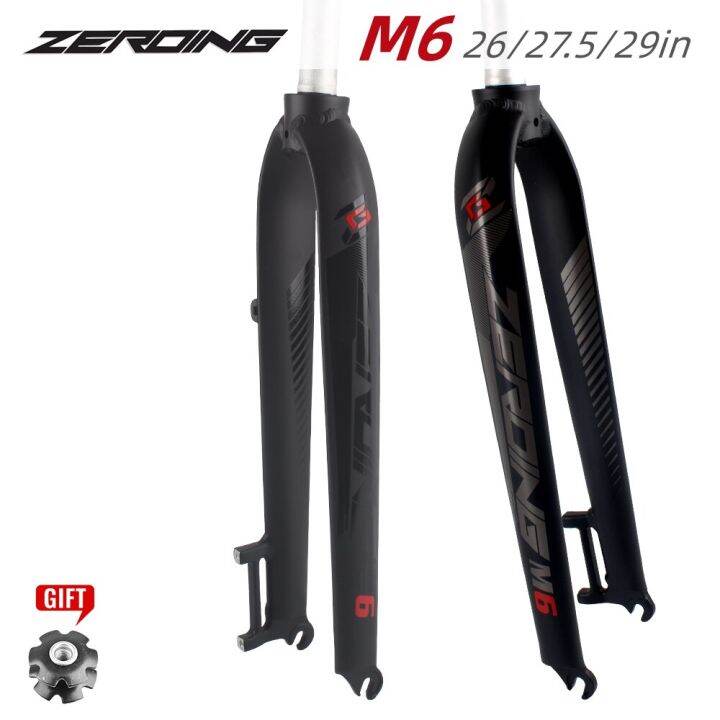 zeroing-mtb-m6ส้อมอะลูมินัมอัลลอยตะเกียบหน้ารถจักรยาน26-27-5-29-ท่อตรงโช๊คจักรยานแข็งฟอร์กจักรยานน้ำหนักเบา