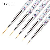 5Pcs Acrylic French Stripe Nail Art Liner Brush Set 3D Tips Manicure Ultra thin Line Drawing Pen UV Gel Brushes Painting Tools