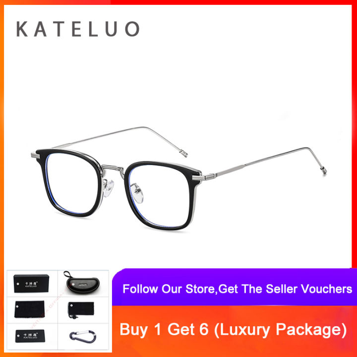 พร้อมกล่อง-kateluo-b1823-new-trend-unisex-glasses-frame-anti-blue-light-square-glasses