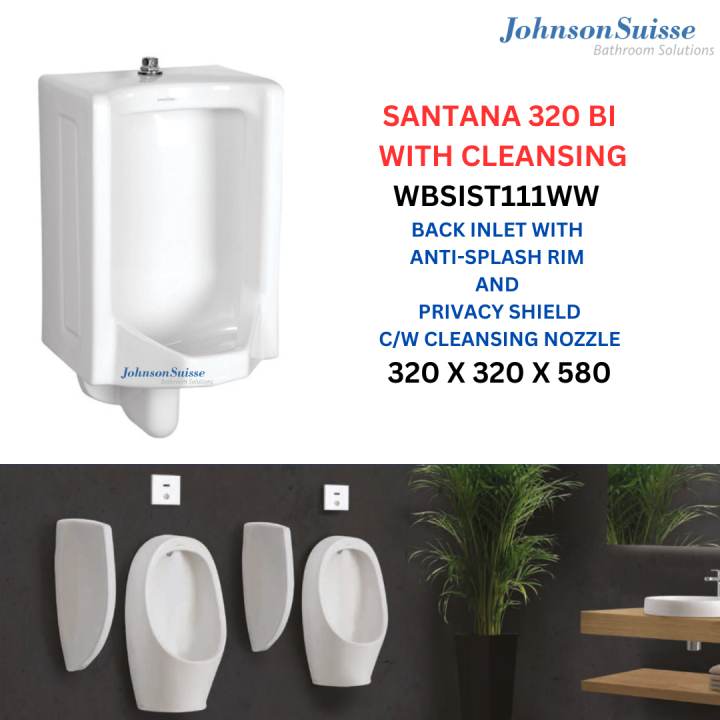 JOHNSON SUISSE SANTANA 320 TOILET WALL HUNG URINALS BACK INLET AND
