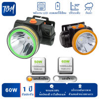 (แบบแพ็ค 2 ชิ้น) ไฟฉายคาดหัว ไฟฉายแรงสูง ไฟฉายชาร์จไฟบ้าลิเธียม LED 60W ขนาดเล็ก ไฟฉายติดศรีษะ ไฟฉายติดหน้าผาก หัวไฟ กรีดยาง ส่องสัตว์