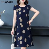 2023 new mother cotton silk nightdress female summer thin section middle-aged middle-aged pajamas man-made cotton dress can be worn outside