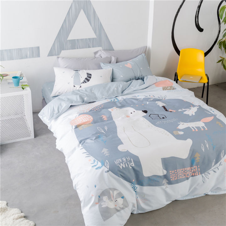 น่ารักเมฆยิ้มพิมพ์ชุดเครื่องนอน-cotton100-เด็กปกผ้านวมผ้าปูเตียงผ้าพันคอปกผ้าปูที่นอนปลอกหมอน1-5เมตร1-8เมตรเตียง