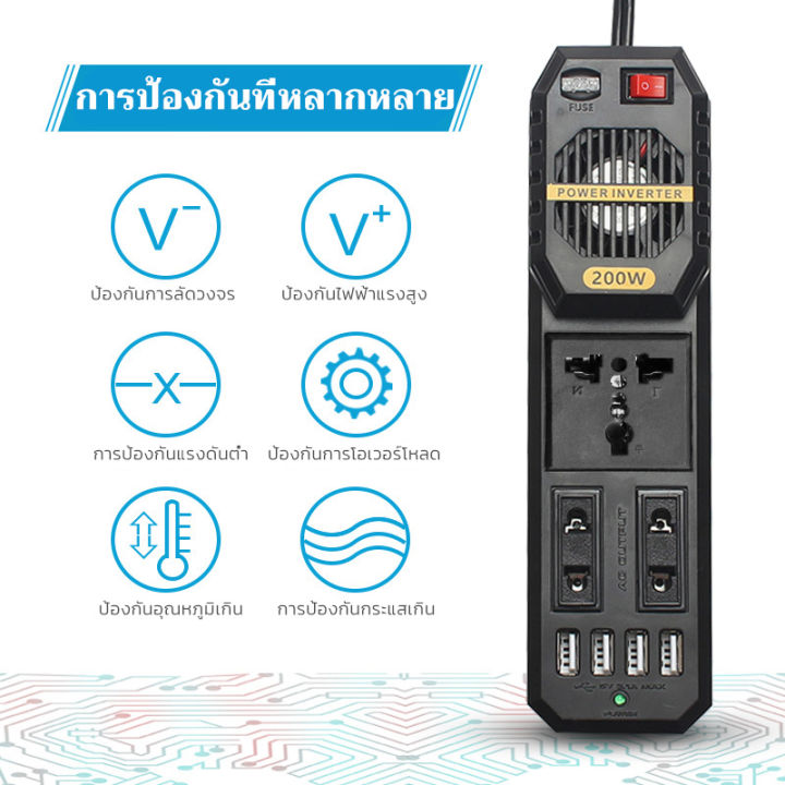 สปอตกรุงเทพ-อินเวอร์เตอร์-อินเวอร์เตอร์ในรถยนต์-12v-to-220v-ที่ชาร์จในรถ-ไฟแช็กพาวเวอร์ซัพพลายอินเวอร์เตอร์อะแดปเตอร์-ดัดแปลง-sine-wave-พร้อมส่ง