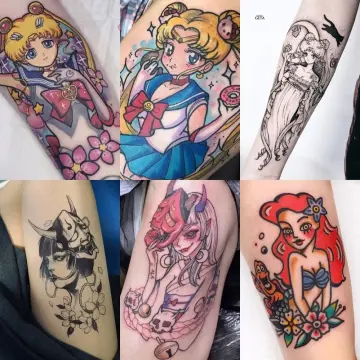 Novu Ink Sailor Moon Anime Kawaii Temporary Tattoos  Set of 3 Designs  Fake  Tattoos  Art Design Transfers Stickers  For Body Arm Leg  Buy Online  at Best Price