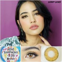 ?ลายขายดี?มีสายตาสั้น ลัคซี่เลนส์ Luxzylens Mini Symphony Brown Gray ค่าอมน้ำ 42% สูงมาก แถมตลับ ? เลนส์กรองแสง กัน UV เลนส์จะนิ่มพิเศษ