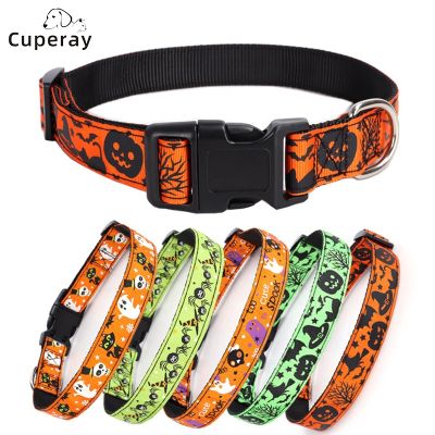 [HOT!] Dog Collar 5 Patterns Halloween Pumpkin Bat Ghost Cat Monster Hat Halloween Party Adjustable Dog Collar for Dog Cat Decoration