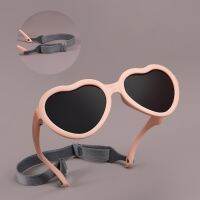 Baby Polarized Sunglasses Heart Shaped with strap flexible adjustable sunglasses for Toddler Infant Age 0 24 Months