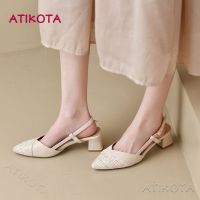 Atikota รองเท้าส้นสูง หัวแหลม แต่งหัวเข็มขัด สวมใส่สบาย เข้ากับทุกการแต่งกาย แฟชั่นสําหรับผู้หญิง